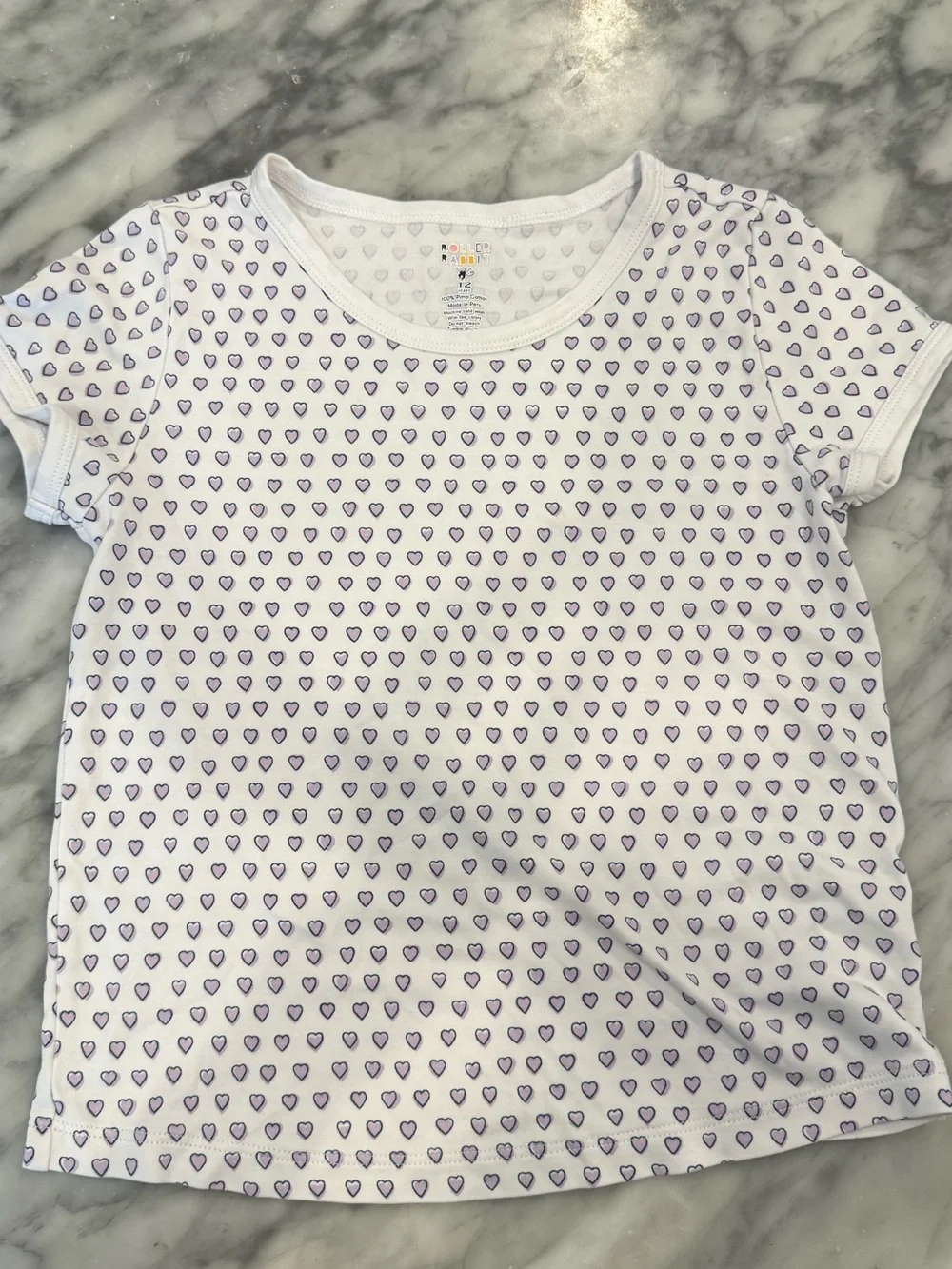 Roller Rabbit Girls size 12 Girls Pajama Set with Purple Heart Print